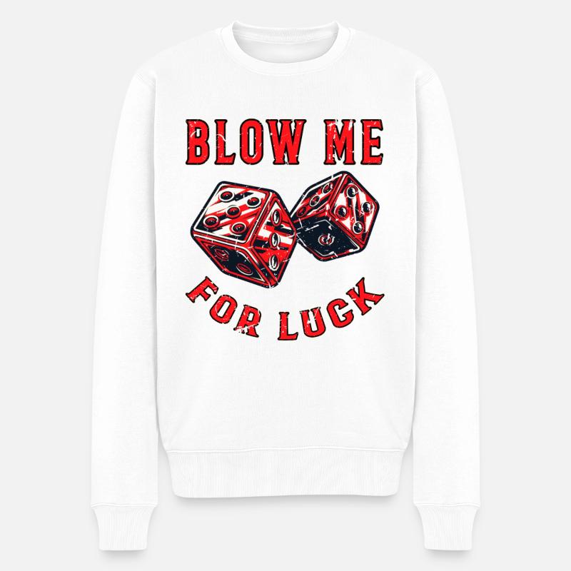 Gambling Dice Blow me for luck Würfel - Männer Premium Bio Pullover - Weiß