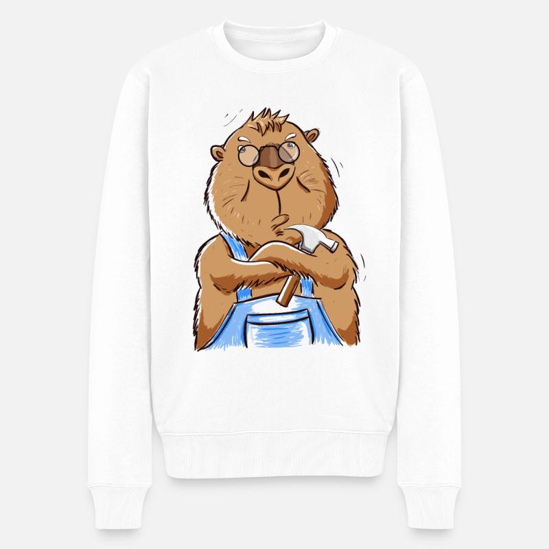 Biber Motiv Handwerker Heimwerker lustig - Männer Premium Bio Pullover - Weiß