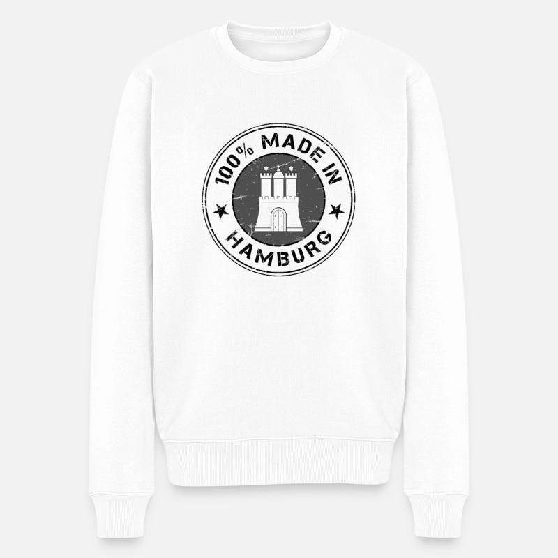 Hamburg Hamburger - Männer Premium Bio Pullover - Weiß