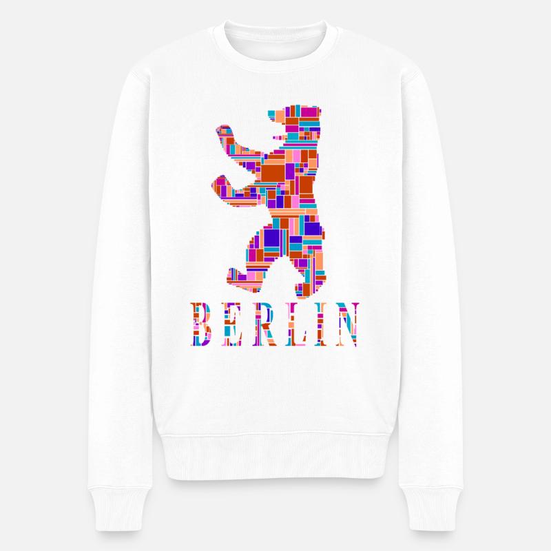 Berlin T-Shirt - Berlin Bär Shirt - I Love - Männer Premium Bio Pullover - Weiß