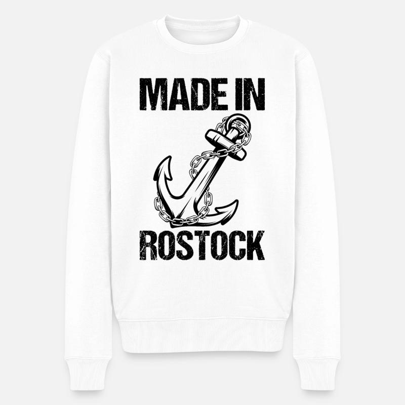 Rostock Geschenk Spruch - Männer Premium Bio Pullover - Weiß