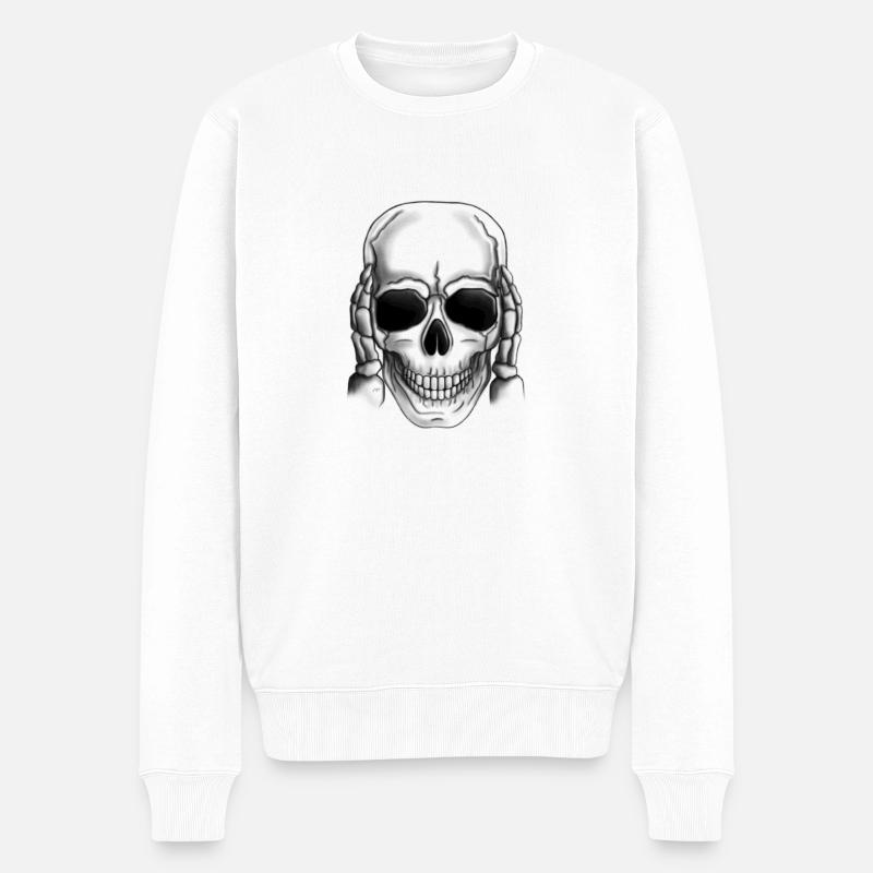 Schädel nichts hören - Männer Premium Bio Pullover - Weiß