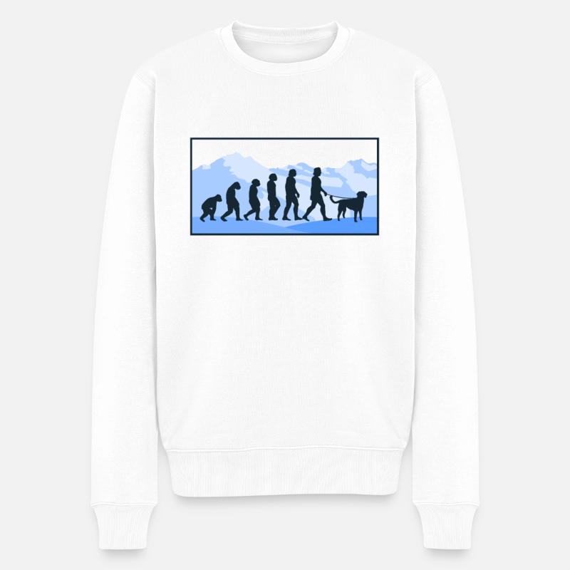 Kleiner Münsterländer Evolution Hunde Geschenk - Männer Premium Bio Pullover - Weiß