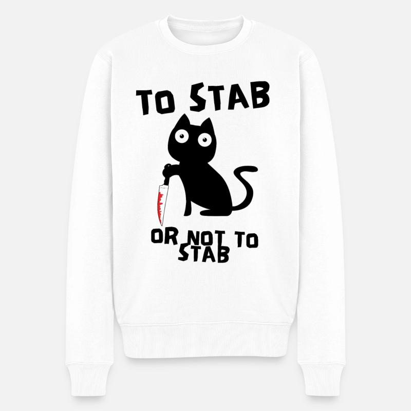 Barre de chat assassin avec couteau mème mème chat - Pull Premium bio Homme - blanc