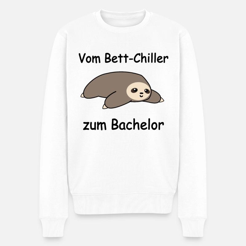 Uni Bachelor Abschluss Studenten Faultier Geschenk - Männer Premium Bio Pullover - Weiß