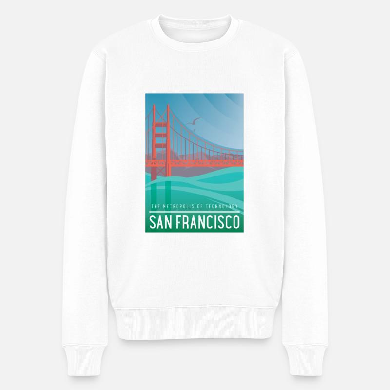 San Francisco Golden Gate Bridge - Männer Premium Bio Pullover - Weiß