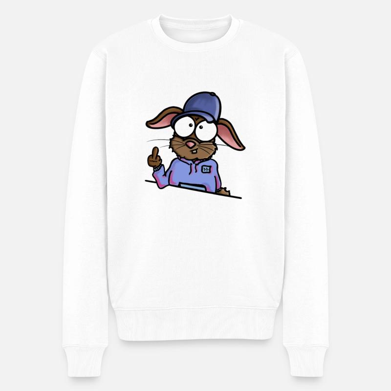 Hase zeigt Mittelfinger - Männer Premium Bio Pullover - Weiß