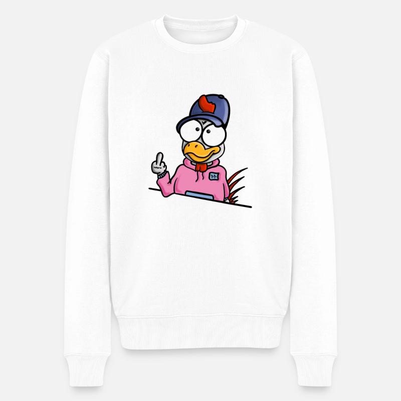 Huhn zeigt Mittelfinger - Männer Premium Bio Pullover - Weiß
