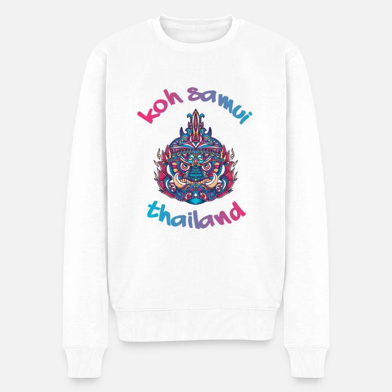 Koh Samui Thailand Backpacker Reisen - Männer Premium Bio Pullover - Weiß