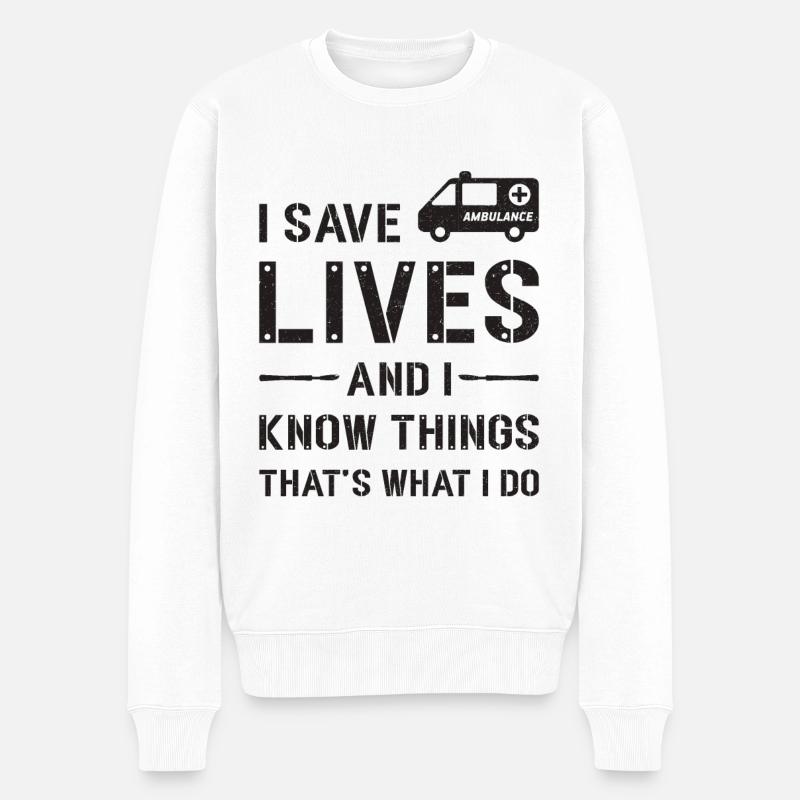 Krankenwagenfahrer Krankenwagen Sani Geschenkidee - Männer Premium Bio Pullover - Weiß