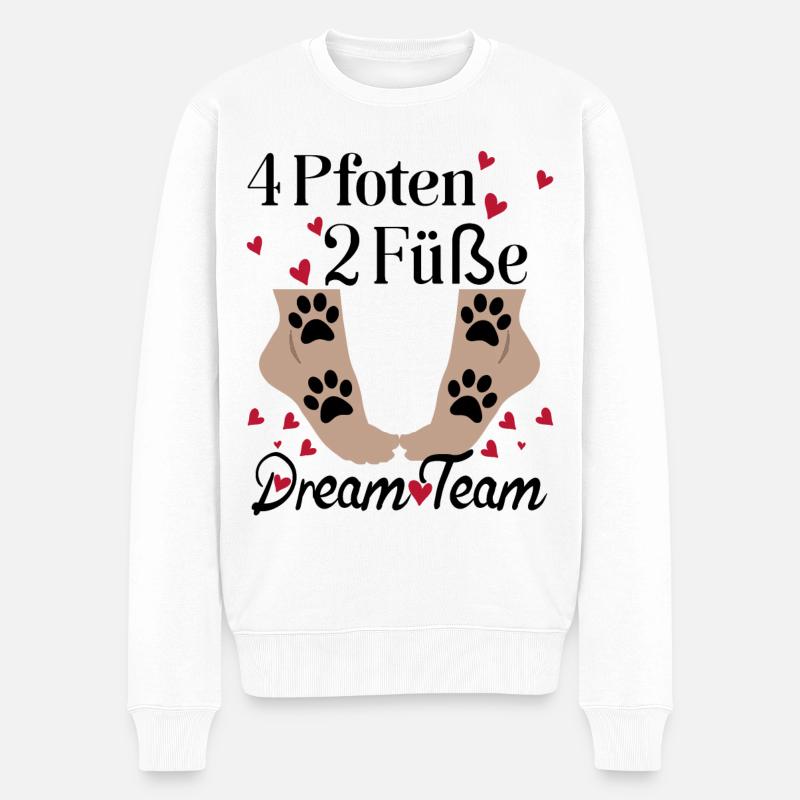 4 Pfoten 2 Füße Dream Team - Männer Premium Bio Pullover - Weiß
