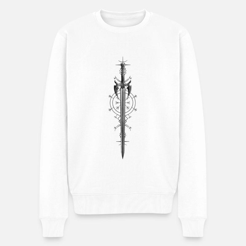 Wikinger Schwert - Männer Premium Bio Pullover - Weiß