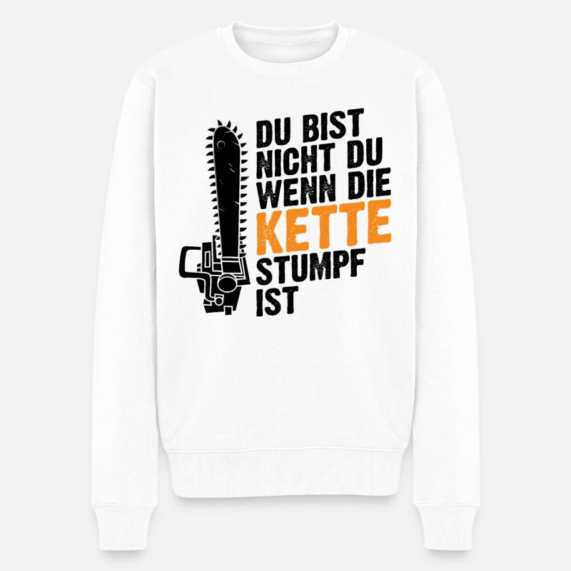 Bûcheron chaîne tronçonneuse - Pull Premium bio Homme - blanc