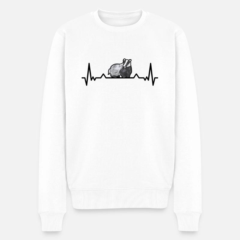 Honigdachs Herzschlag Dachs Geschenk - Männer Premium Bio Pullover - Weiß