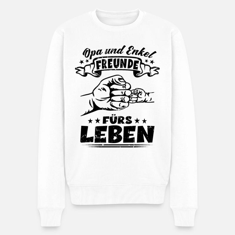 Opa und Enkel Freunde fürs Leben - Großvater Opa - Männer Premium Bio Pullover - Weiß