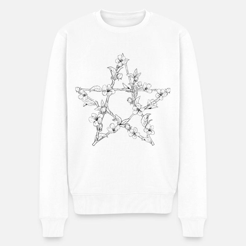 Pentagramm Blumen Occult Aesthetic Goth Clothes - Männer Premium Bio Pullover - Weiß
