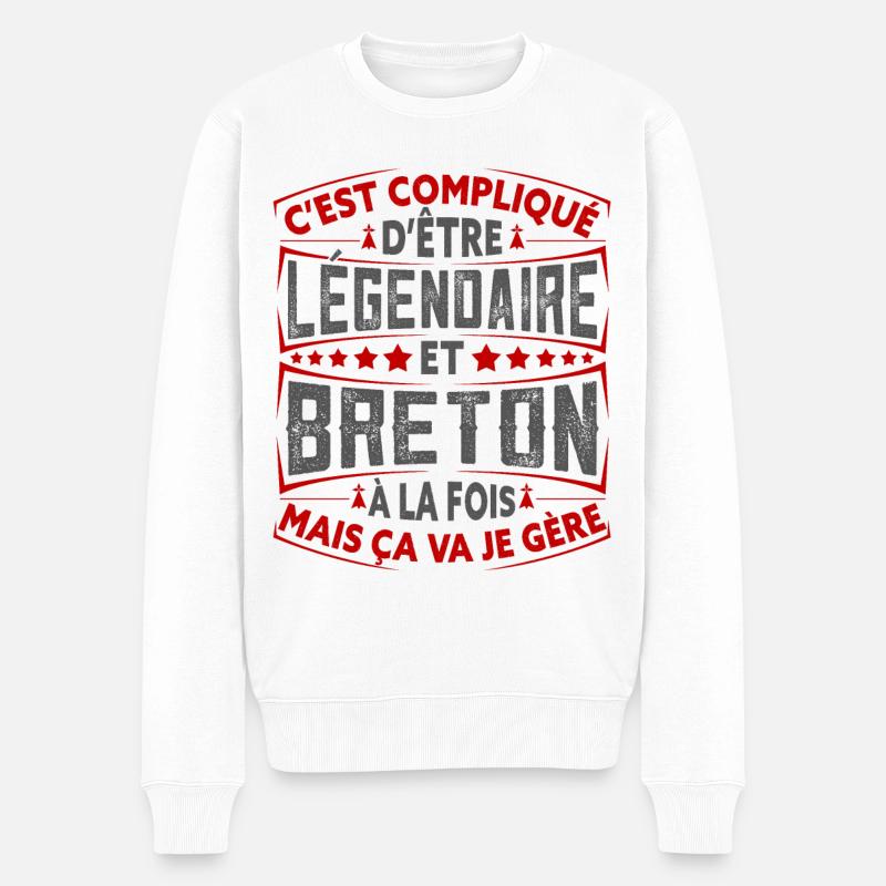 Breton Rigolo Cadeau Hommes de la Bretagne - Pull Premium bio Homme - blanc