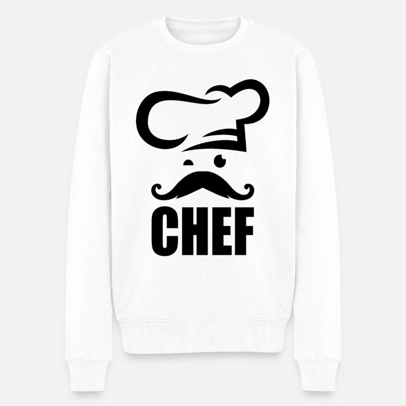 Chefkoch - Koch mit Schnurrbart - Männer Premium Bio Pullover - Weiß