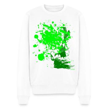 2reborn Splash Farbfleck Farbe Frau grün - Männer Premium Bio Pullover - Weiß - Vorne - Thijin (182cm)