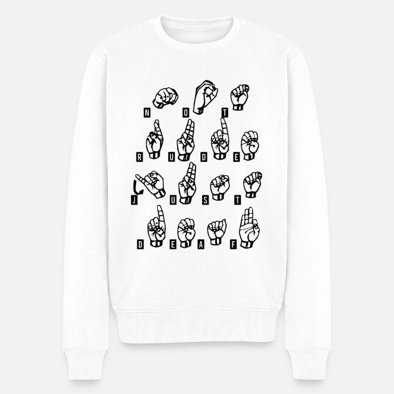 Sourd sourd langue des signes Deaf Cadeau - Pull Premium bio Homme - blanc