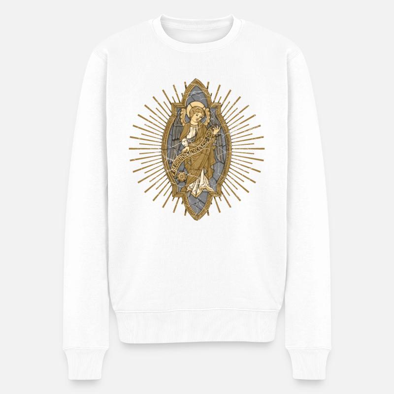 Jesus Christus, Jesus-Engel Gloria-In-Excelsis-Deo - Männer Premium Bio Pullover - Weiß