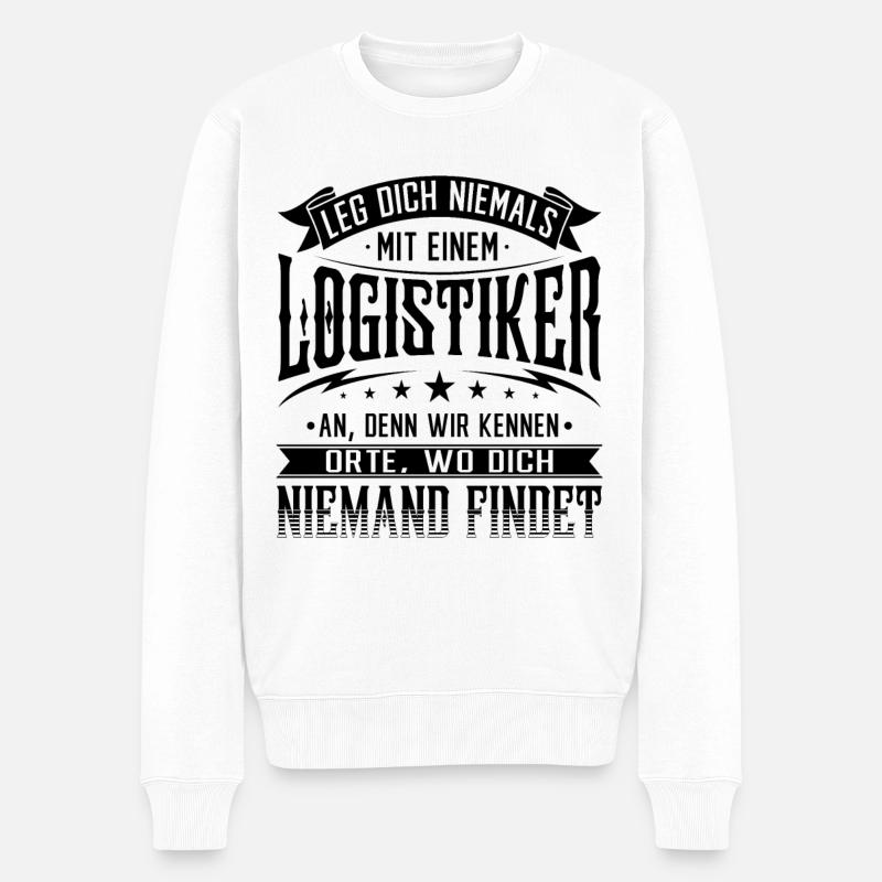 Logistiker Logistik lustiger Spruch Lagerist - Männer Premium Bio Pullover - Weiß