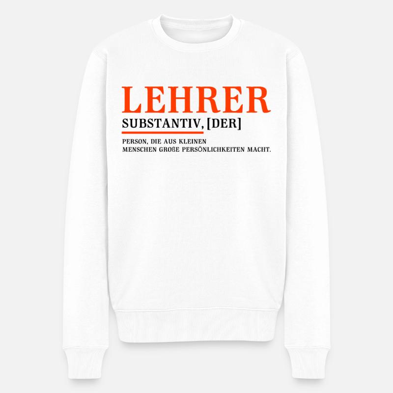 Lehrer | Lustiges Wörterbuch - Männer Premium Bio Pullover - Weiß