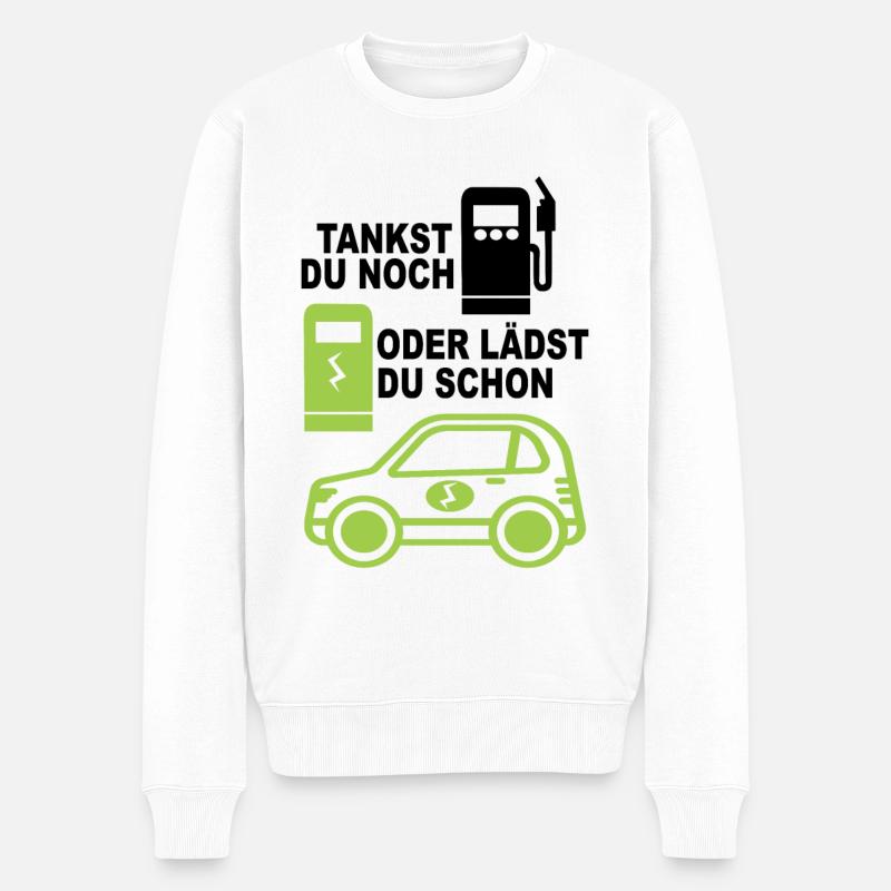 Elektroauto Tankstelle Elektro Auto E-Mobilität - Männer Premium Bio Pullover - Weiß