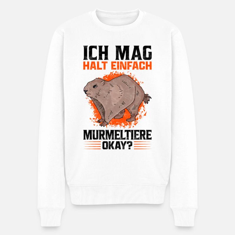 Ich mag halt Murmeltiere Nagetier Spruch - Männer Premium Bio Pullover - Weiß