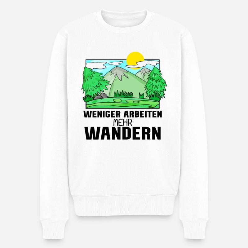 Wandern Berge Wanderer - Männer Premium Bio Pullover - Weiß