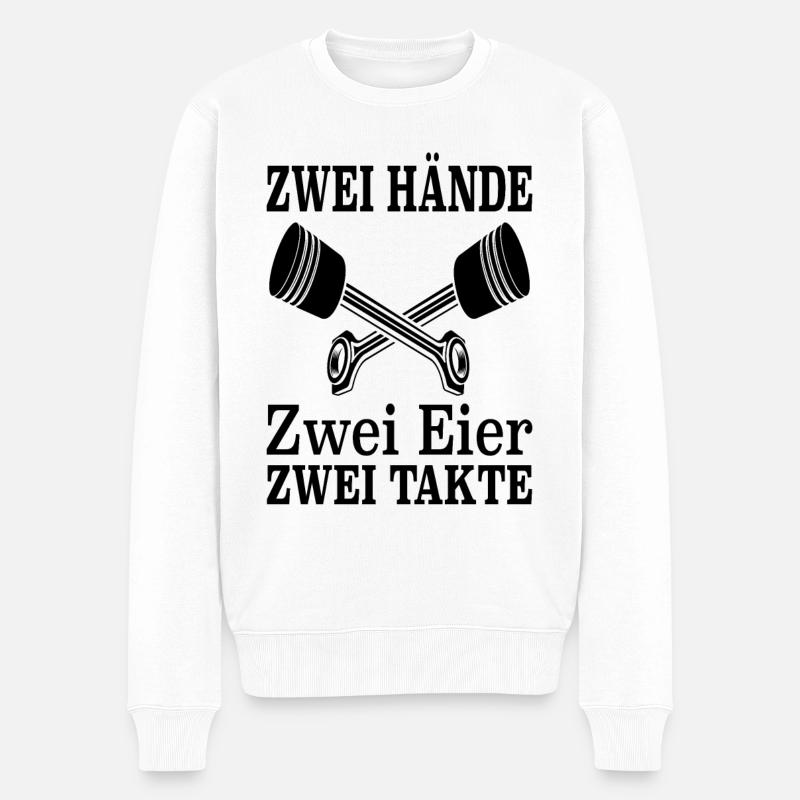 Zwei Hände Zwei Eier Zwei Takte Car Kolben Racecar - Männer Premium Bio Pullover - Weiß
