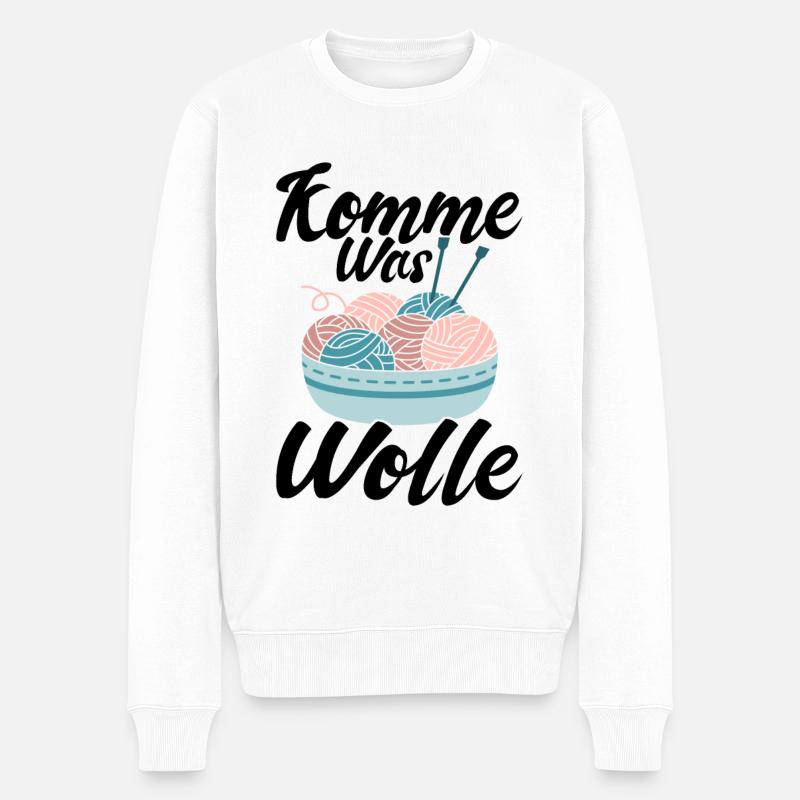 Stricken Häkeln Wolle Nähen Geschenk - Männer Premium Bio Pullover - Weiß