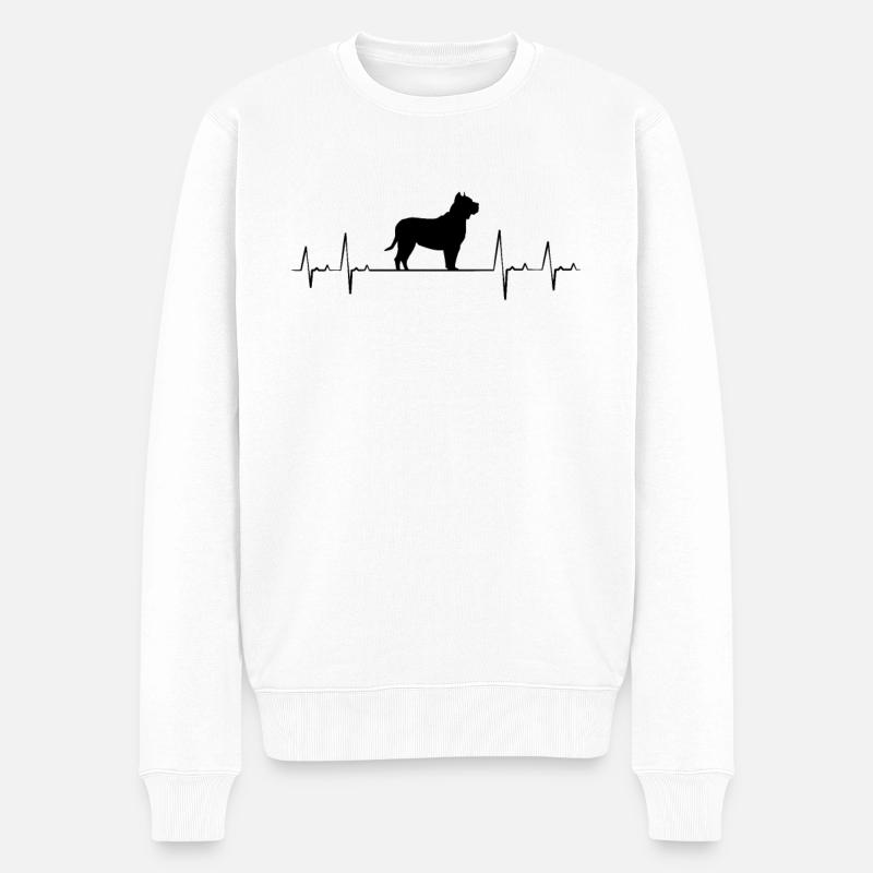 Pitbull Herzschlag Pit Bull Terrier Geschenk - Männer Premium Bio Pullover - Weiß