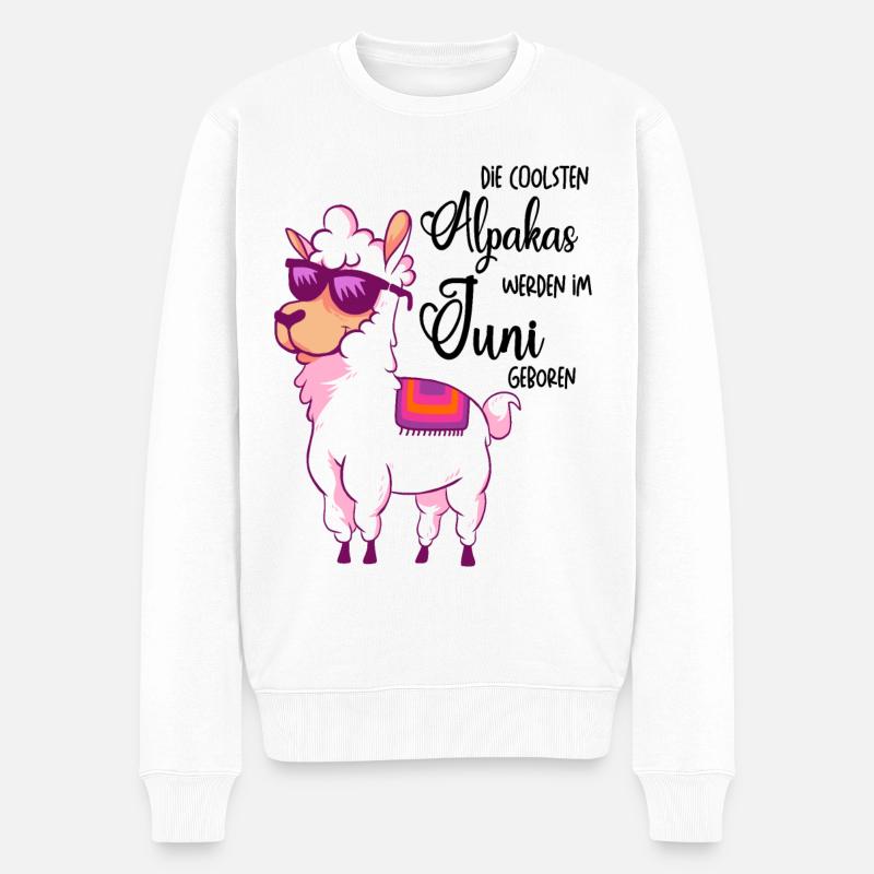 Die coolsten Alpakas werden im Juni geboren - Männer Premium Bio Pullover - Weiß