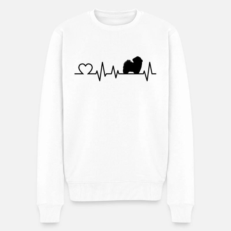 Havaneser Herzschlag Haushund Geschenk - Männer Premium Bio Pullover - Weiß