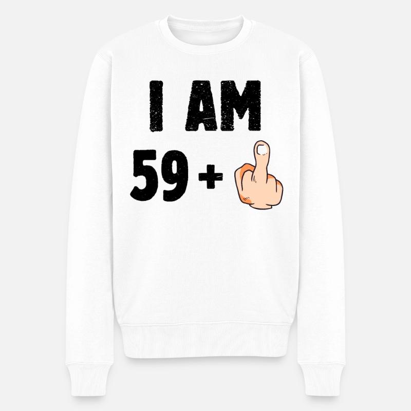 I am 59 plus one - Pull Premium bio Homme - blanc
