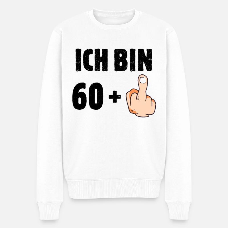 Ich bin 60 plus eins - Männer Premium Bio Pullover - Weiß