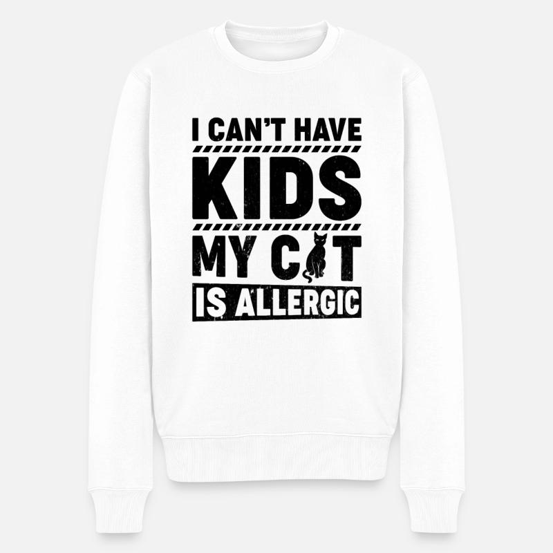 Lustige Katzen Sprüche Katze Spruch Keine Kinder - Männer Premium Bio Pullover - Weiß
