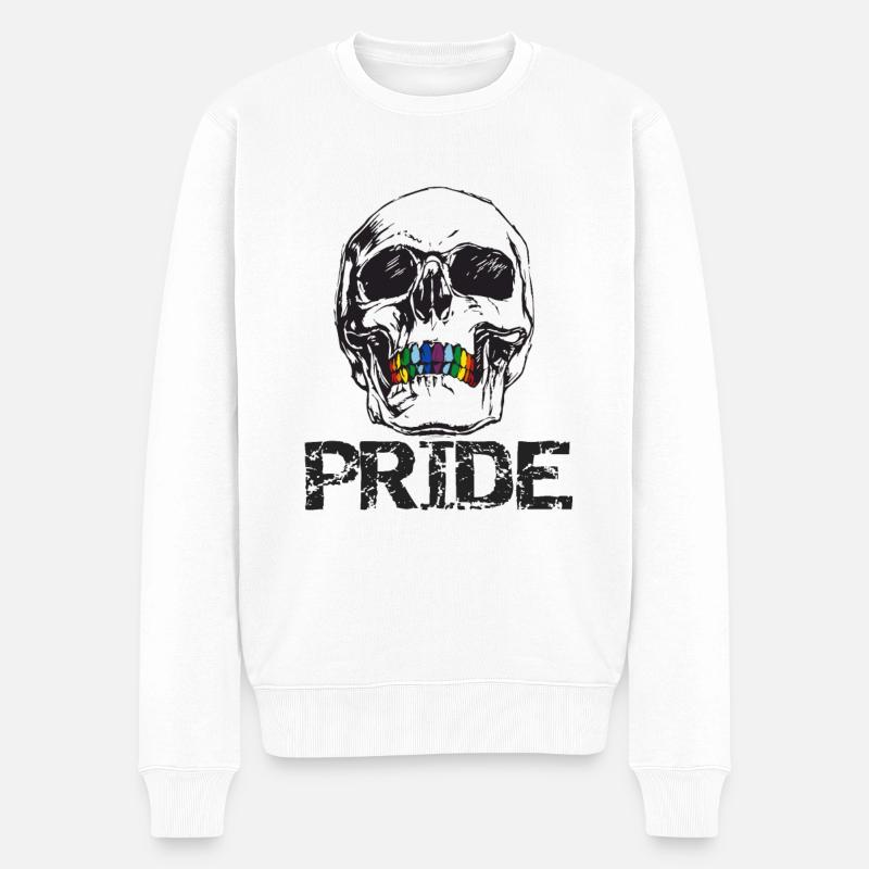 pride skull - Männer Premium Bio Pullover - Weiß