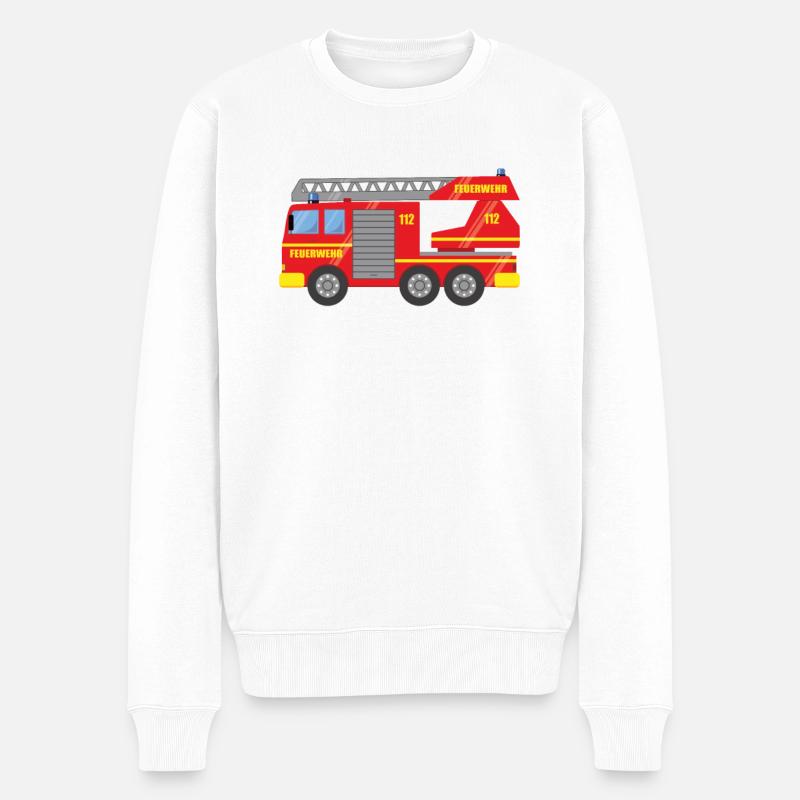 Feuerwehr Feuerwehrmann Feuerwehrauto Geschenk - Männer Premium Bio Pullover - Weiß