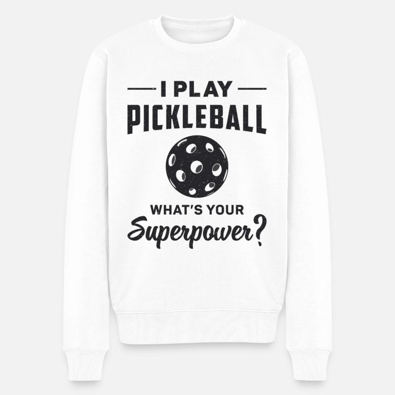 Pickleball Sport Ball Spieler Dink Geschenkidee - Männer Premium Bio Pullover - Weiß