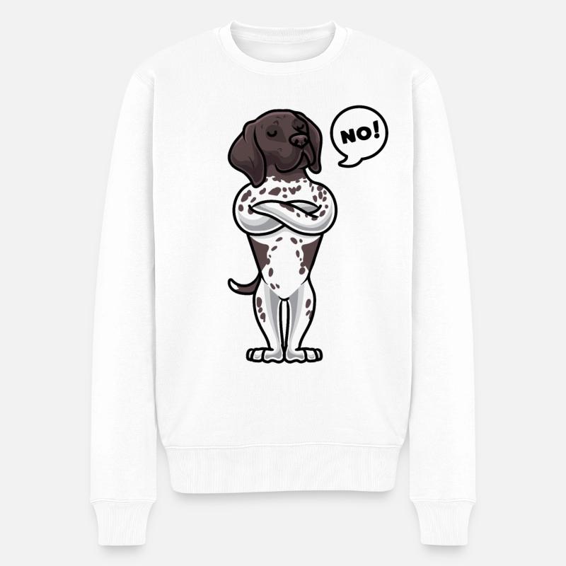 Sturer Deutsch Kurzhaar Hund - Männer Premium Bio Pullover - Weiß
