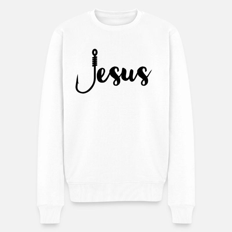 Jesus Jesus Jesus Christlich Christlich Christlich - Männer Premium Bio Pullover - Weiß