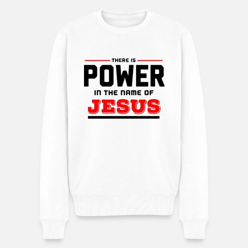 Jésus, Jésus, Jésus Chrétien Chrétien Chrétien - Pull Premium bio Homme - blanc