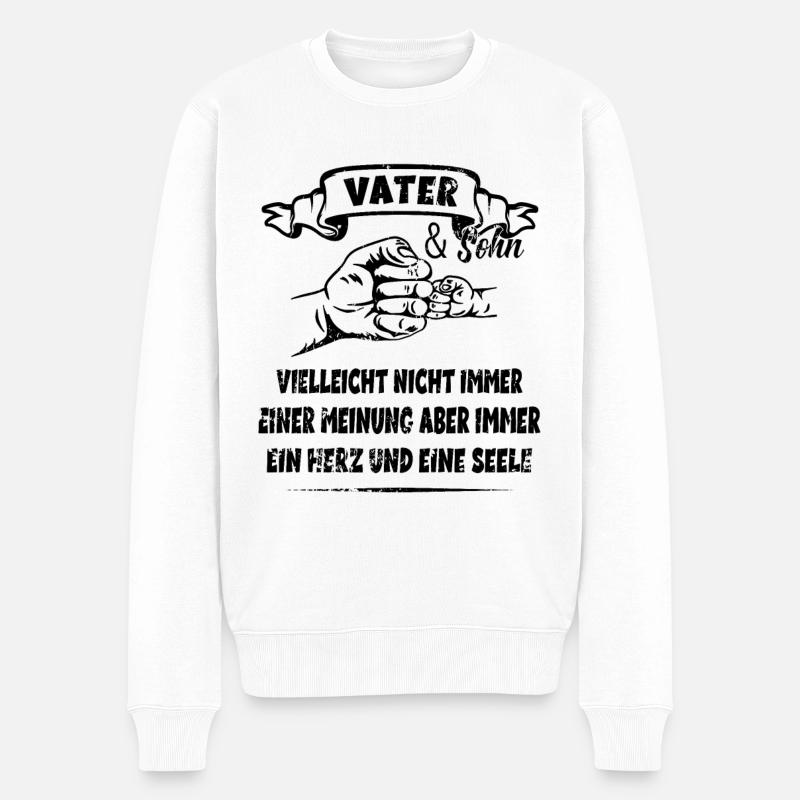 Vater und Sohn - Männer Premium Bio Pullover - Weiß