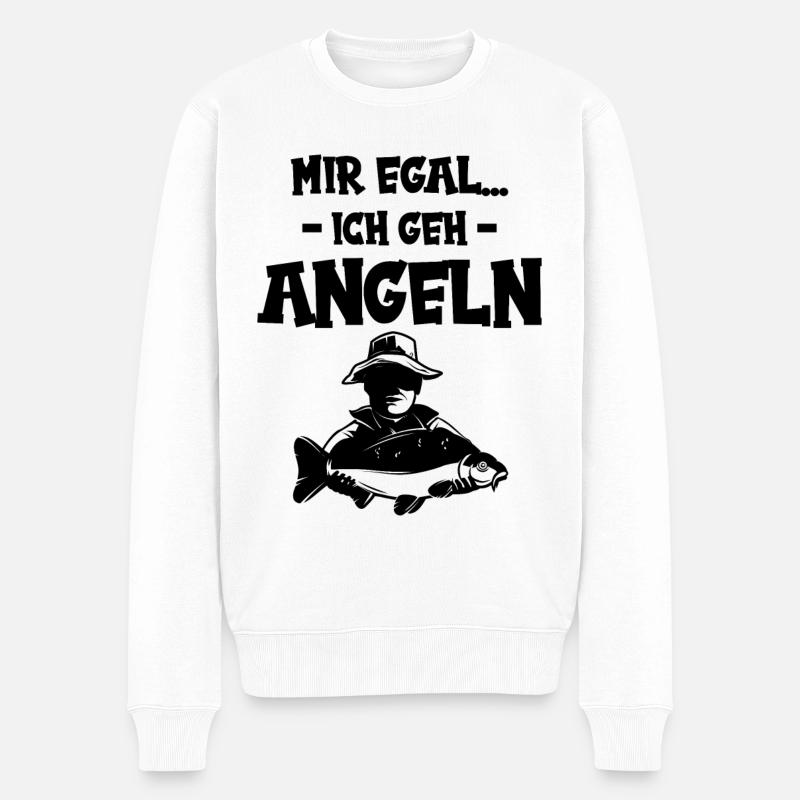 Mir egal angeln - Männer Premium Bio Pullover - Weiß
