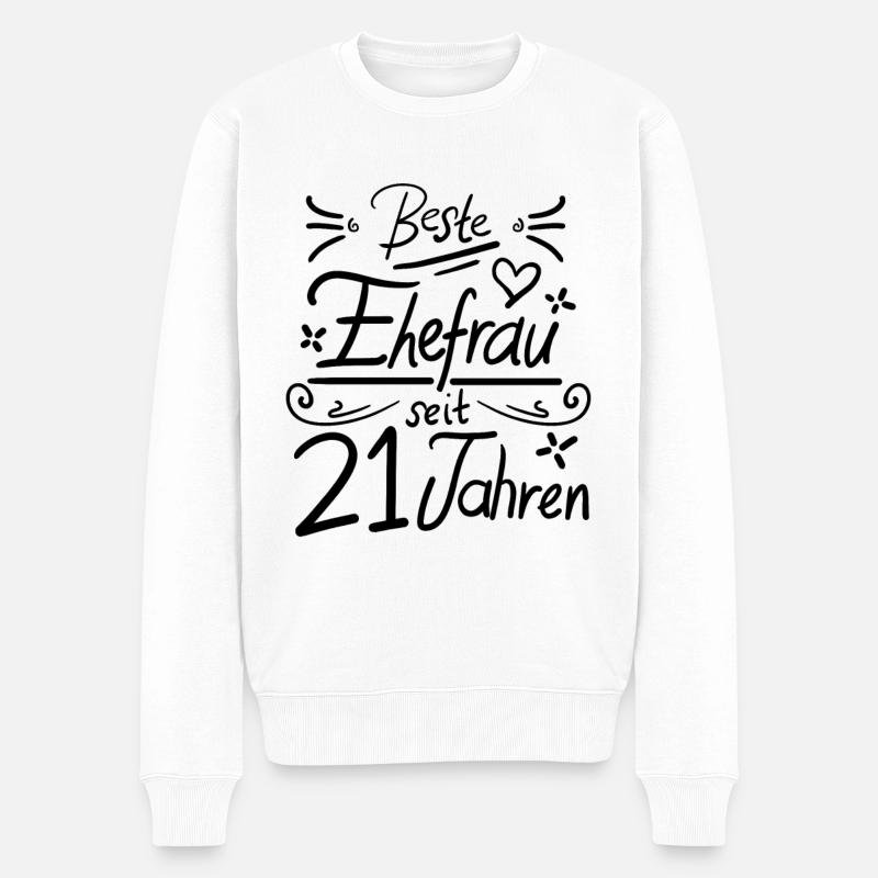 21. Hochzeitstag Ehe Geschenk - Männer Premium Bio Pullover - Weiß