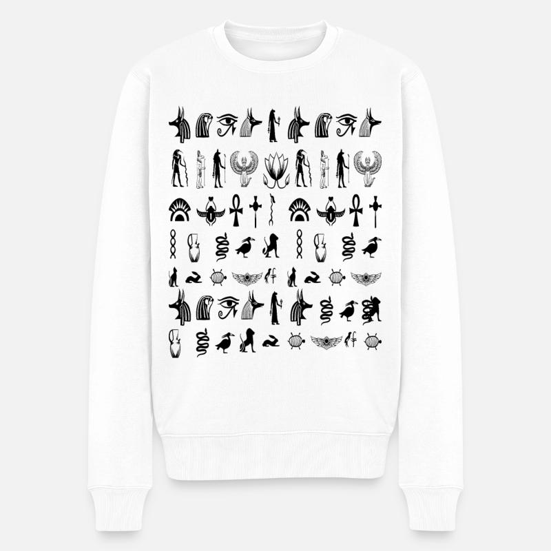 Hieroglyphen - Männer Premium Bio Pullover - Weiß