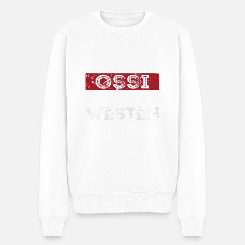 Ossi im Westen Exil Ostdeutsche Dialekt Dseign - Männer Premium Bio Pullover - Weiß
