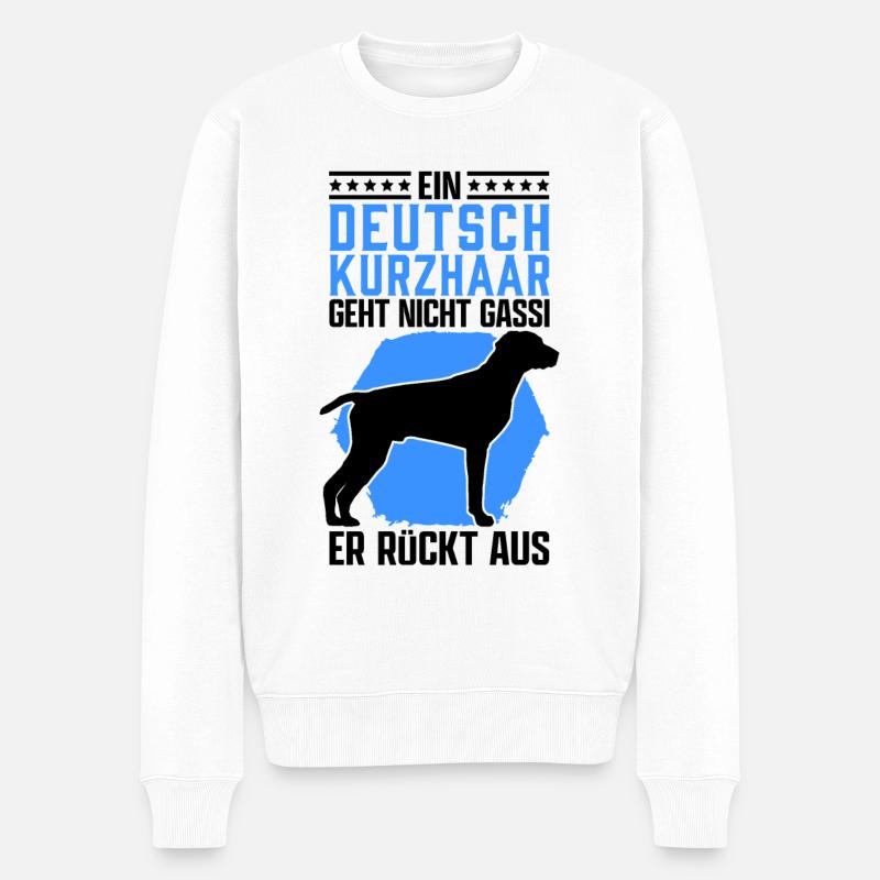 Deutsch Kurzhaar Gassi gehen Vorstehhund - Männer Premium Bio Pullover - Weiß